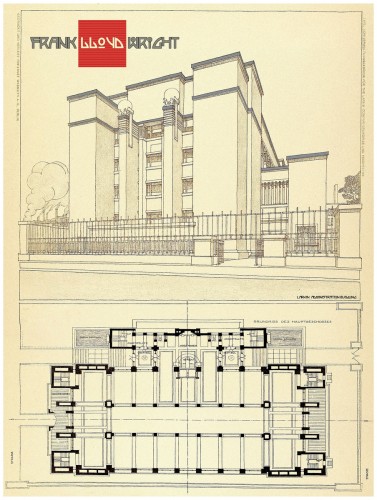 Frank Lloyd Wright - Architectural drawing of the Larkin Administration Building
