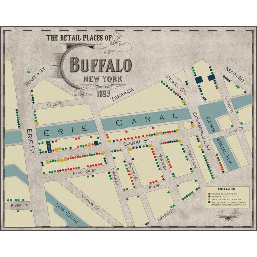 The 1893 Map of the Retail Places of Business of Buffalo / aka Ill-repute Map