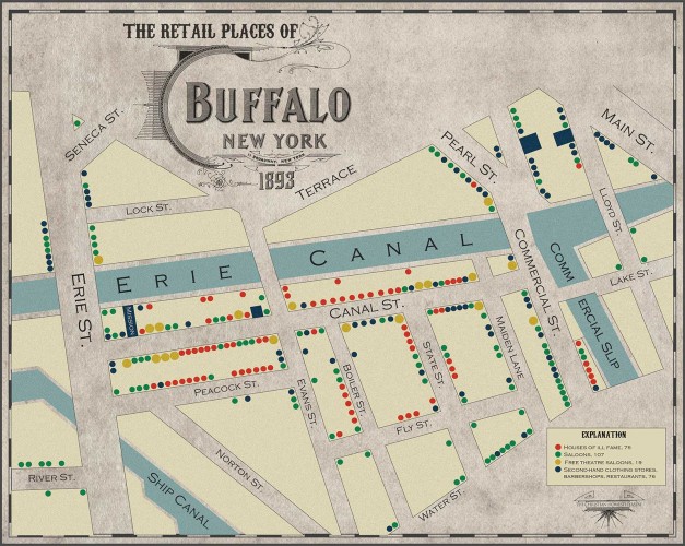 The 1893 Map of the Retail Places of Business of Buffalo / aka Ill-repute Map